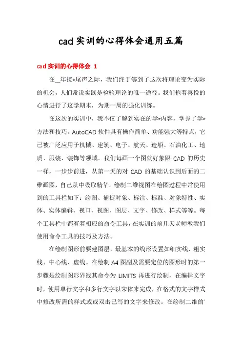 cad实训的心得体会通用五篇
