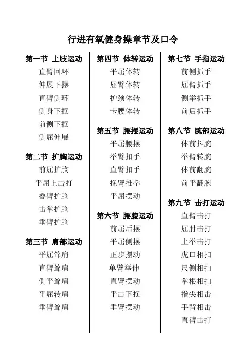 最新行进有氧健身操章节及口令