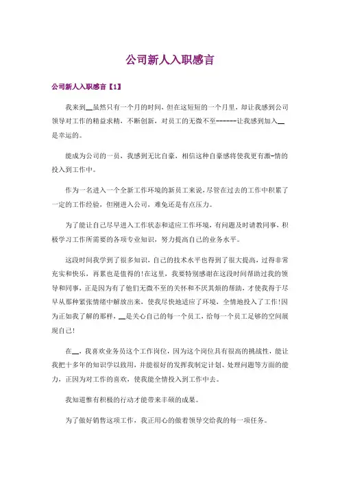 公司新人入职感言