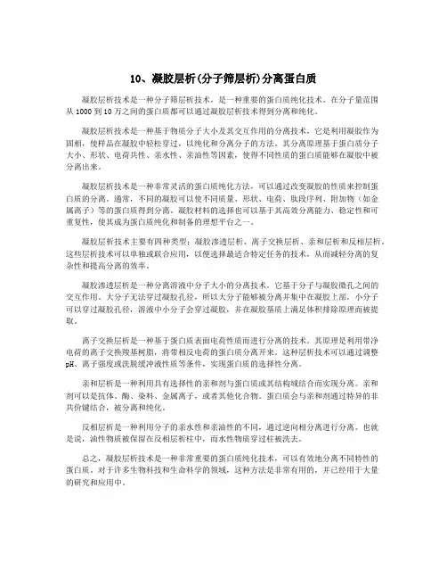 10、凝胶层析(分子筛层析)分离蛋白质