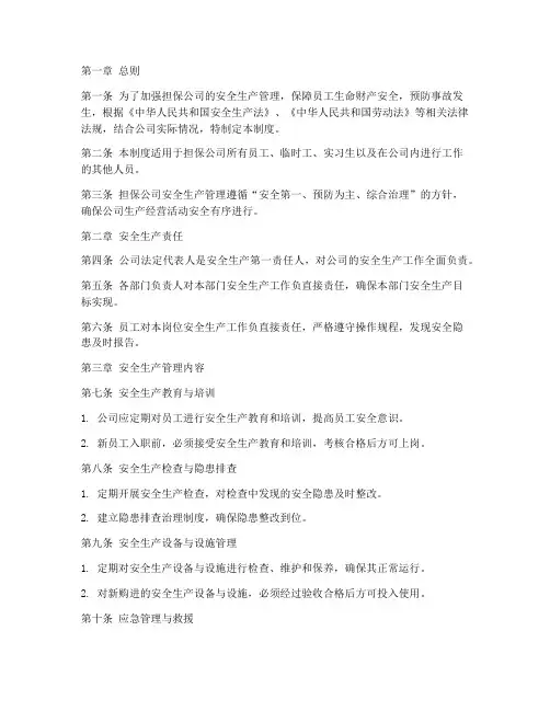 担保公司安全生产管理制度
