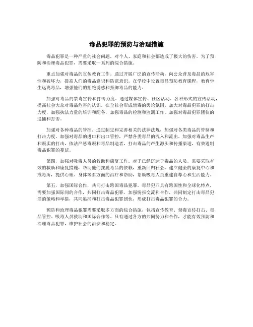 毒品犯罪的预防与治理措施
