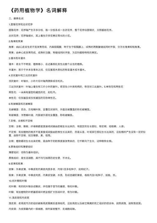 《药用植物学》名词解释
