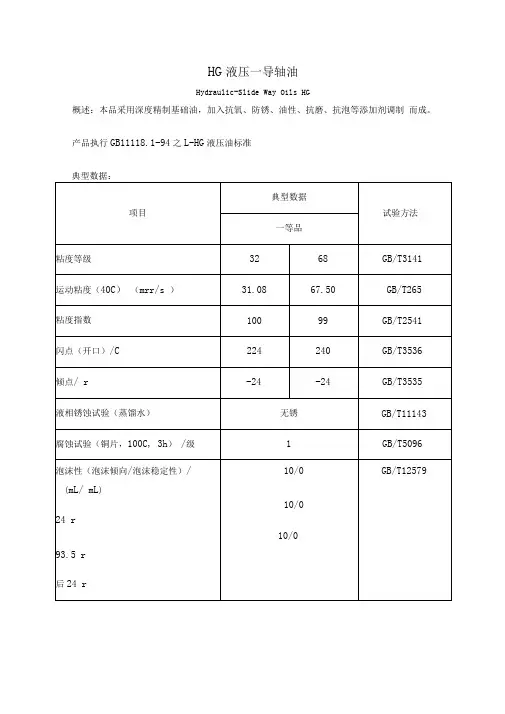 导轨油技术参数