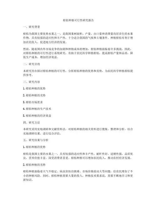 柑桔种植可行性研究报告