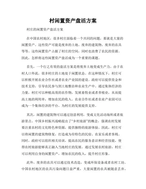 村闲置资产盘活方案