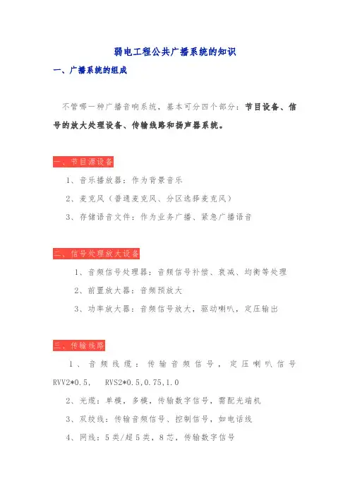 弱电工程公共广播系统知识,一般弱电工程常用模板