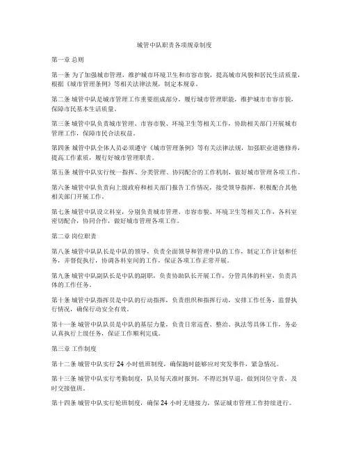 城管中队职责各项规章制度