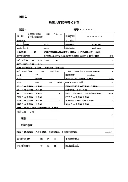 家庭访视记录表