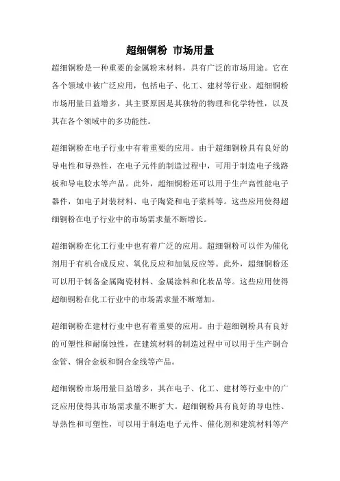 超细铜粉 市场用量
