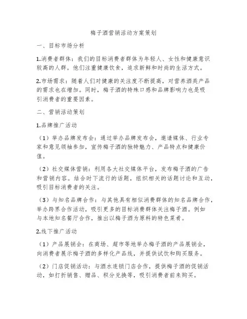 梅子酒营销活动方案策划