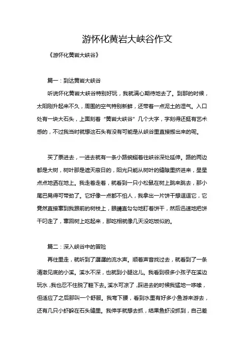 游怀化黄岩大峡谷作文