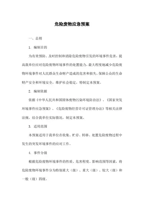 危险废物应急预案