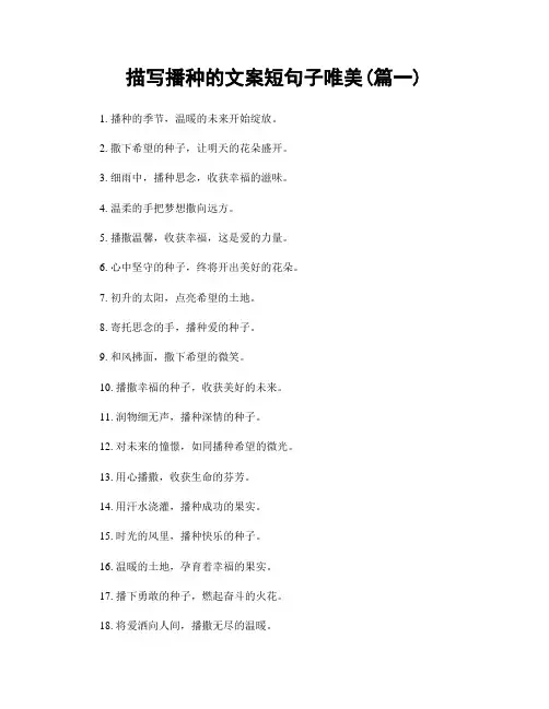 描写播种的文案短句子唯美(精选两篇)