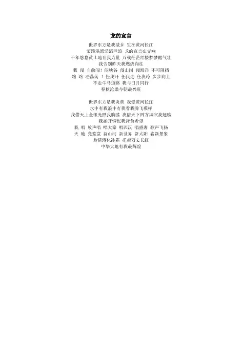 《龙的宣言》歌词