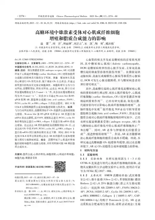 高糖环境中雄激素受体对心肌成纤维细胞增殖和脂质合成能力的影响