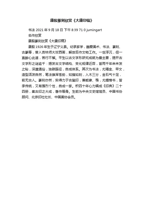 康殷篆刻欣赏《大康印稿》