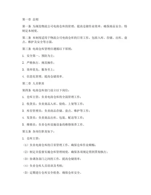 物流公司电商仓库管理制度
