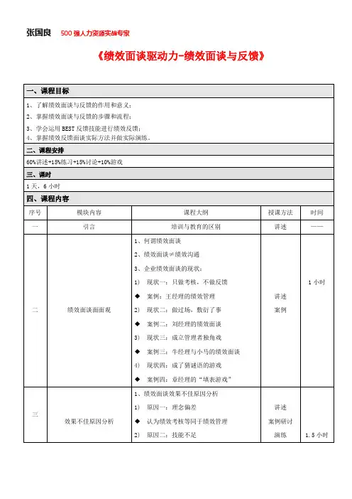 张国良《绩效面谈与反馈技巧》课程