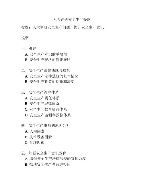 人大调研安全生产提纲