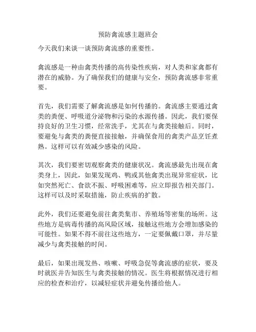 预防禽流感主题班会