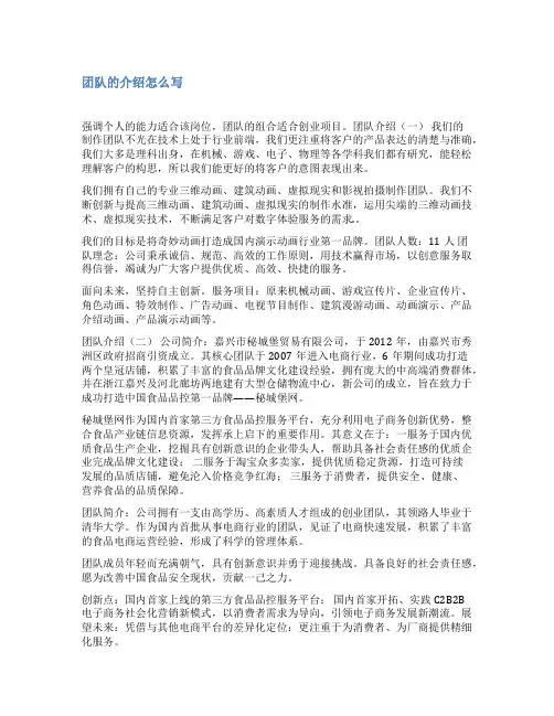 公司管理团队介绍范文