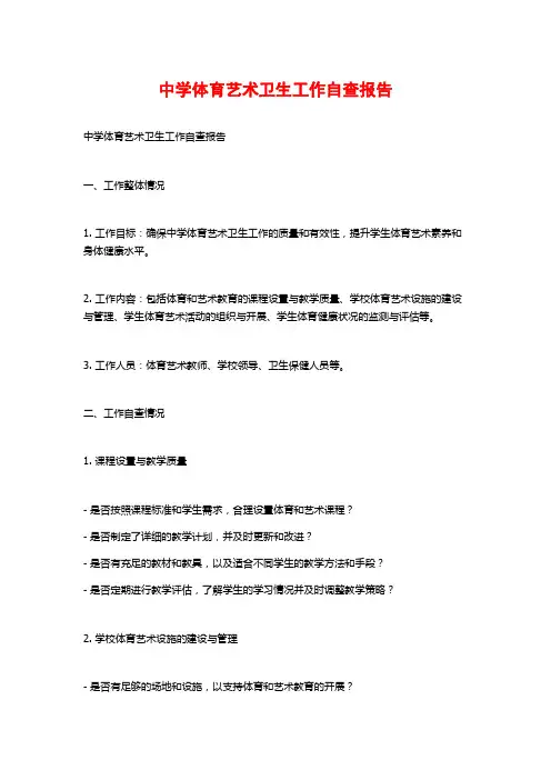 中学体育艺术卫生工作自查报告