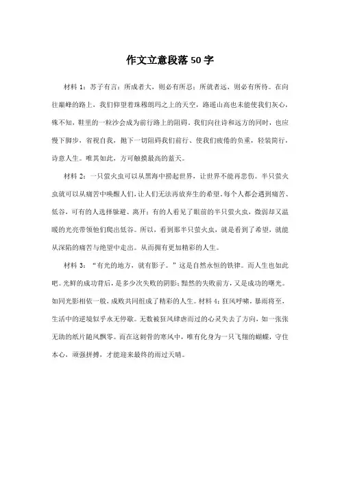 初三作文立意段落50字