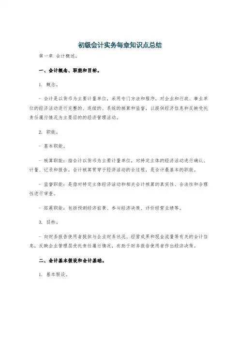 初级会计实务每章知识点总结