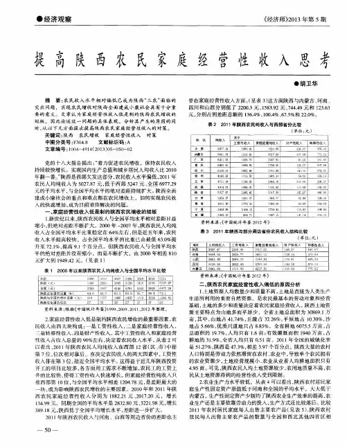 提高陕西农民家庭经营性收入思考