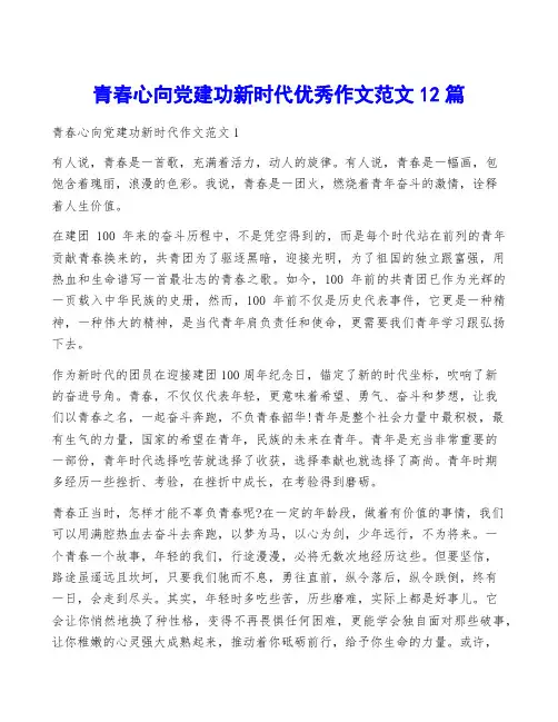 青春向党,勇担使命;初心如磐,赓续前行作文