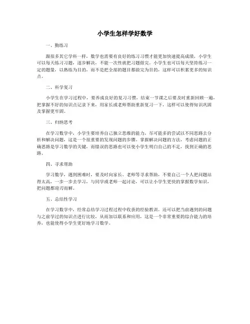小学生怎样学好数学