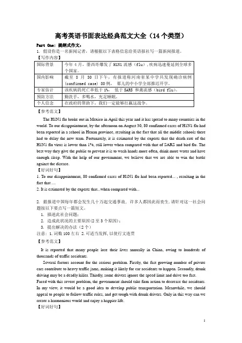 高考英语书面表达(写作)经典范文大全(14个类型)