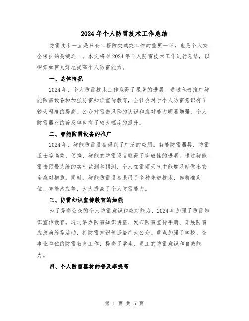 2024年个人防雷技术工作总结（2篇）