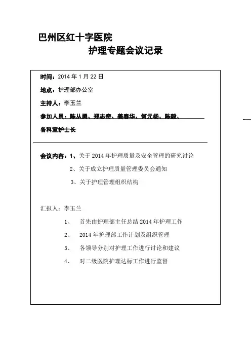 护理专题会议记录
