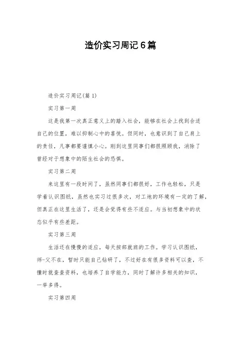 造价实习周记6篇
