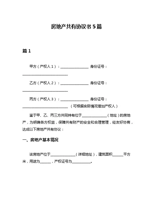 房地产共有协议书5篇