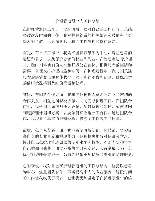 护理管道组个人工作总结