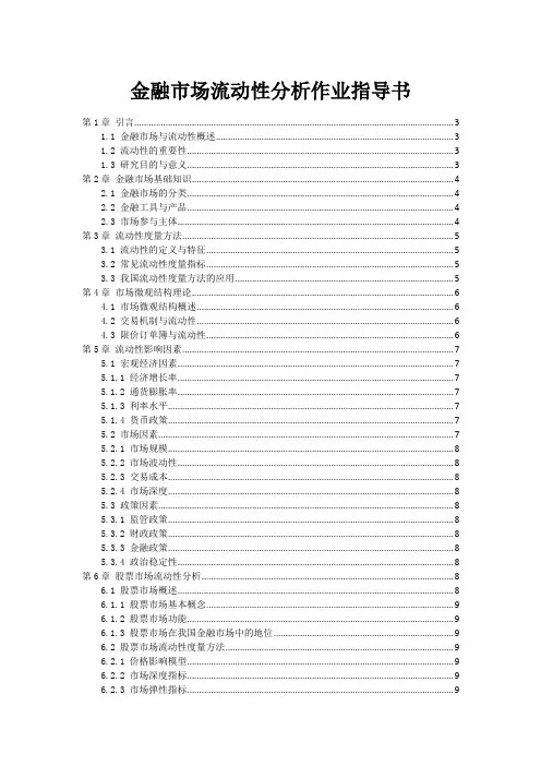 金融市场流动性分析作业指导书