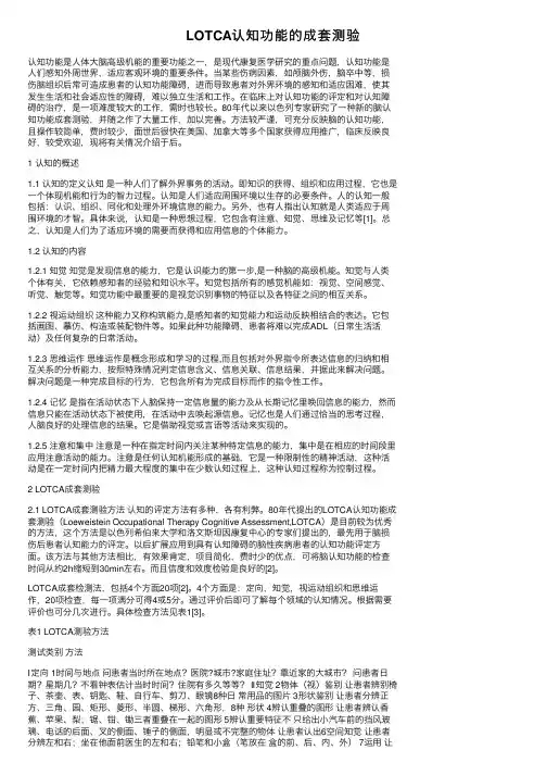 LOTCA认知功能的成套测验