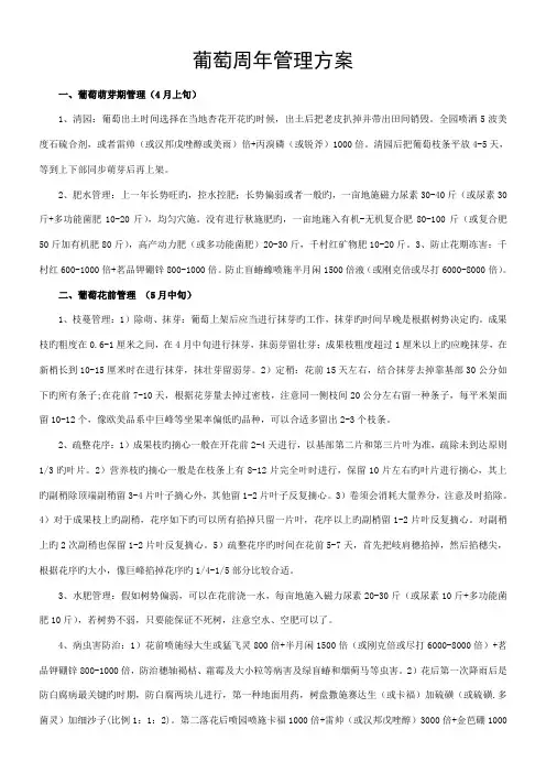 葡萄周年管理方案