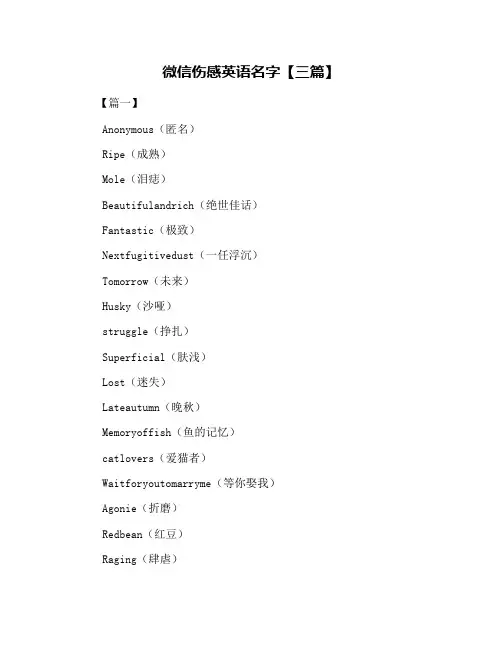 微信伤感英语名字【三篇】