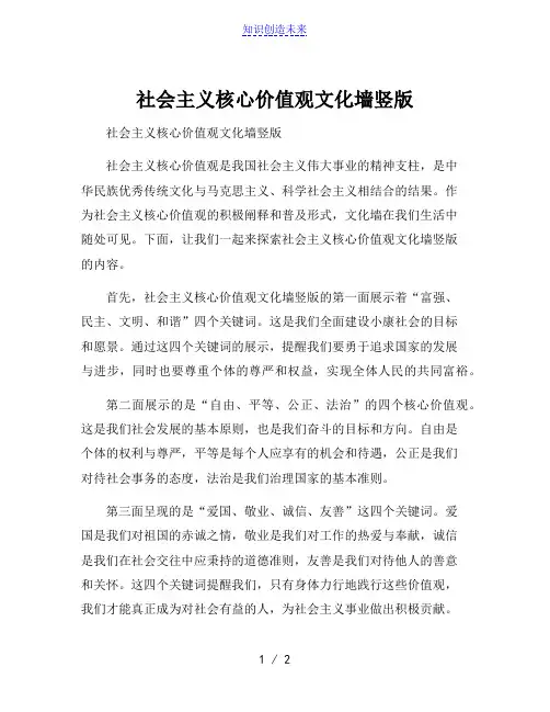 社会主义核心价值观文化墙竖版