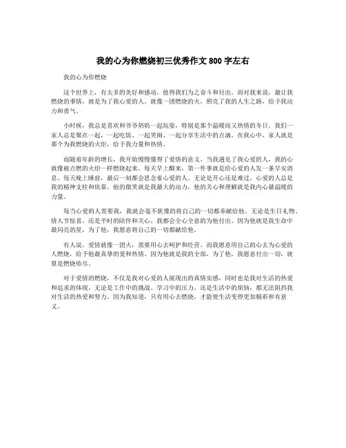 我的心为你燃烧初三优秀作文800字左右