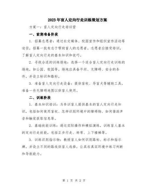 2023年盲人定向行走训练策划方案