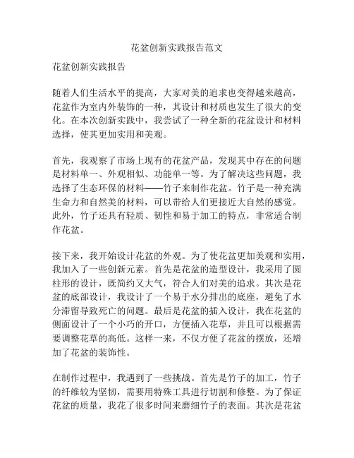 花盆创新实践报告范文