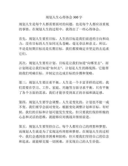 规划人生心得体会300字