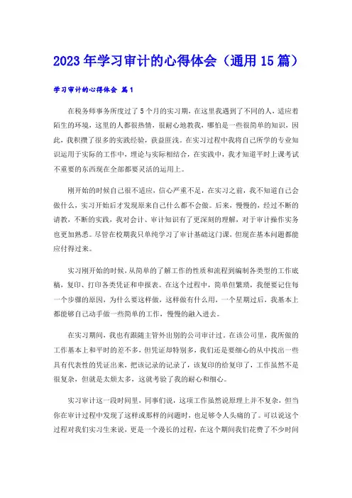 2023年学习审计的心得体会(通用15篇)