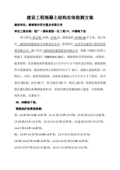 建设工程混凝土结构实体检测方案地下室Microsoft Word 文档