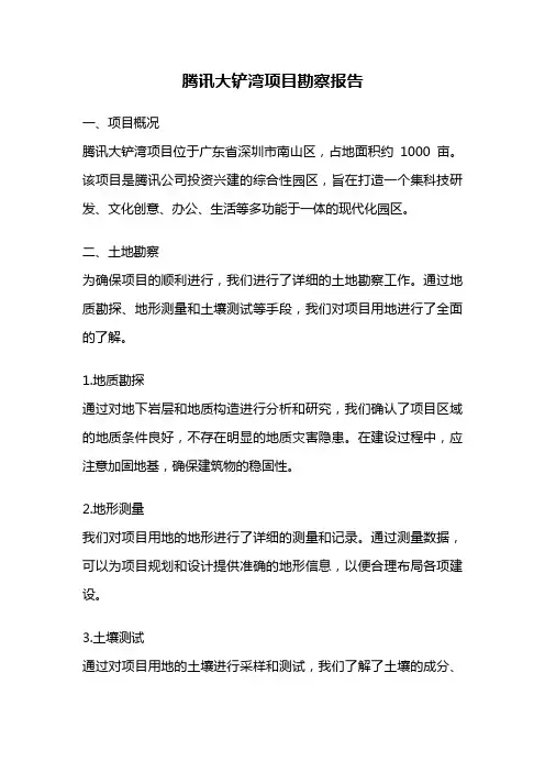 腾讯大铲湾项目勘察报告